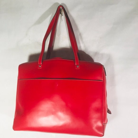 Lodis Audrey Work Bag Large Red 100% leather business Briefcase  Fire engine - Picture 7 of 13